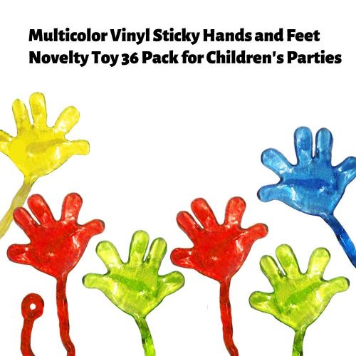  Dazzling Toys 36 Pack Multicolor Vinyl Sticky Hands and Feet Novelty Toy Pack for Children’s Parties - Funny Stretchy Mini Yoyo Sticky Fingers Kids Party Favors 36 Pk for Birthdays | Gags | Joke