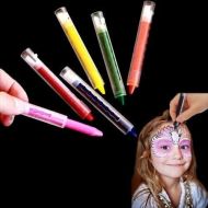 Dazzling Toys Multicolor Face Paint Push Up Crayons Sticks - Pack of 12 Bright Makeup Painting Kit. Creative Body Facial Paint Set - 6 Color Assortment.