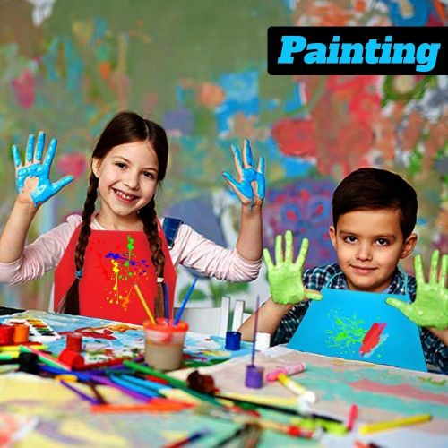  [아마존베스트]Multicolor Kids Artists Apron Set of 24 - Open Back Sleeveless Art Craft Smock Aprons | Children’s Assorted Variety Pack of 24 Colorful DIY Protective Reusable Kitchen | Painting A