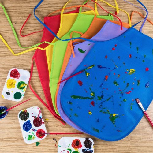  [아마존베스트]Multicolor Kids Artists Apron Set of 24 - Open Back Sleeveless Art Craft Smock Aprons | Children’s Assorted Variety Pack of 24 Colorful DIY Protective Reusable Kitchen | Painting A