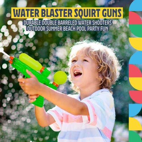  Dazzling Toy Water Shooter Guns | Durable Double Barreled Water Shooters | Assorted Colors | 24 Shooters Per Pack