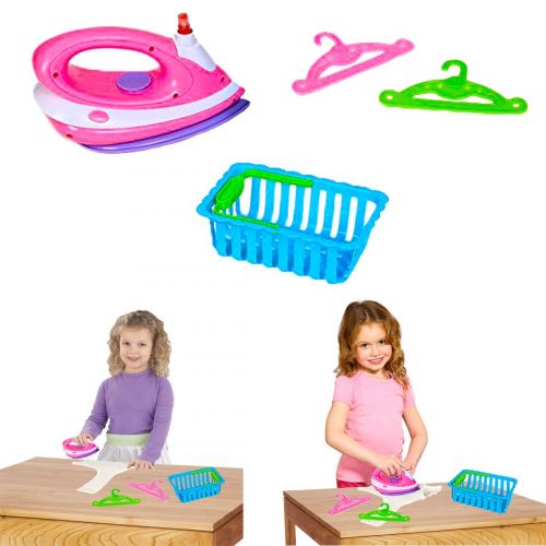  Dazzling toys dazzling toys Toy Iron Set | Happy Family Kids Pretend Play Ironing Set Includes Ironer, Laundry Basket, and Accessories.