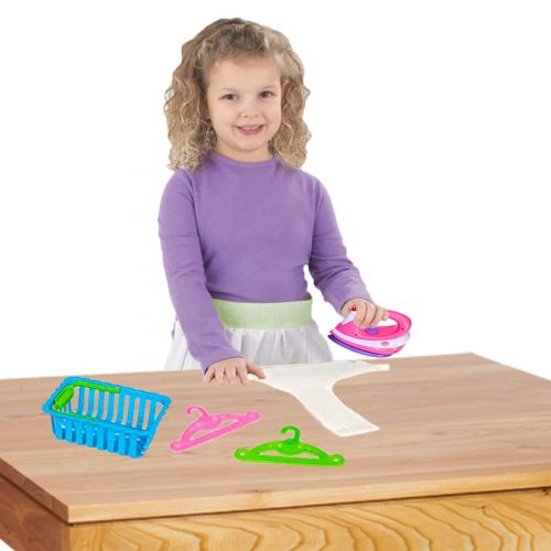  Dazzling toys dazzling toys Toy Iron Set | Happy Family Kids Pretend Play Ironing Set Includes Ironer, Laundry Basket, and Accessories.