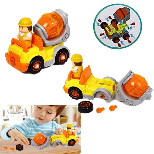  Dazzling toys dazzling toys Cement Truck | Take Apart Electric Toy Construction Truck - 6 Piece Assemble Yourself Cement Mixer | Detachable Wheels Flashing Lights & Music