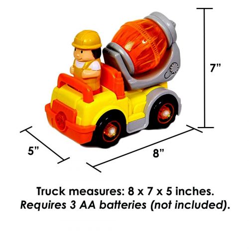  Dazzling toys dazzling toys Cement Truck | Take Apart Electric Toy Construction Truck - 6 Piece Assemble Yourself Cement Mixer | Detachable Wheels Flashing Lights & Music