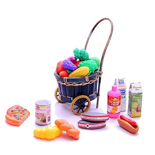  Dazzling toys dazzling toys Toy Food | Assorted Food Playset - 65 Piece - Includes Plastic Toy Pizza, Fruits and Vegetables, Milk, Juice and Other Bottles and Containers and More