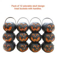 Dazzling toys dazzling toys Black Candy Holder with Orange Pumpkin | Candy Holder with Handle | Mini Trick-or-Treat Halloween Candy Jar | 24pack