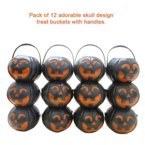  Dazzling toys dazzling toys Black Candy Holder with Orange Pumpkin | Candy Holder with Handle | Mini Trick-or-Treat Halloween Candy Jar | 24pack