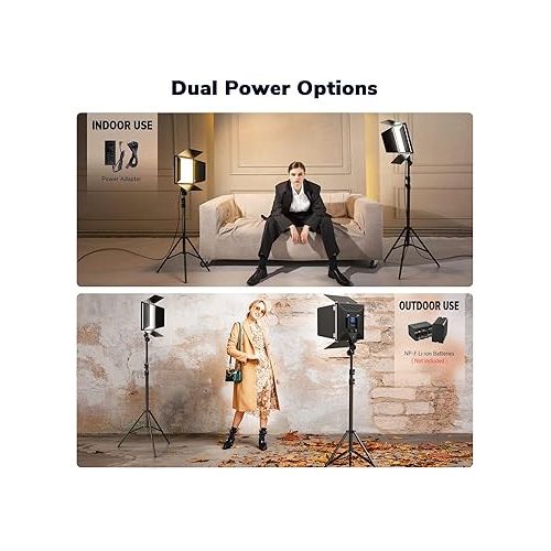  D50 Photography Lighting with Barn Door, 2-Pack 15.4