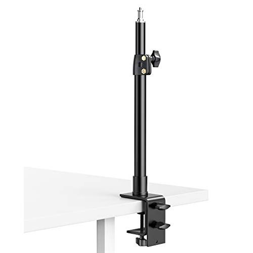  Dazzne Desk Mount Stand, 12.9-22inch Tabletop C Clamp Mount Stand, Adjustable Table Aluminum Light Stand with Standard 1/4 Screw Tip for DSLR Camera, Ring Light, Video Light, Panel