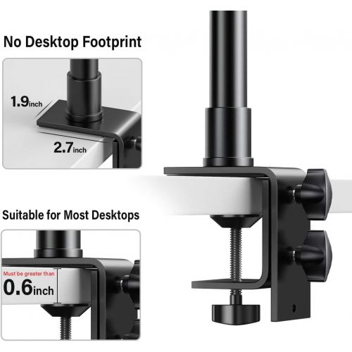  Dazzne Desk Mount Stand, 12.9-22inch Tabletop C Clamp Mount Stand, Adjustable Table Aluminum Light Stand with Standard 1/4 Screw Tip for DSLR Camera, Ring Light, Video Light, Panel