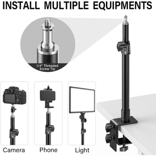  Dazzne Desk Mount Stand, 12.9-22inch Tabletop C Clamp Mount Stand, Adjustable Table Aluminum Light Stand with Standard 1/4 Screw Tip for DSLR Camera, Ring Light, Video Light, Panel