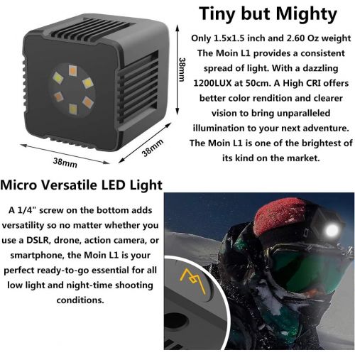  Dazzne Moin L1 Magnetic Cube LED Lights,3200K-5600K,0-1000lux (0.5m) Underwater Photography Lighting with Magnetic Charging Cable APP Control for DSLR, Drones, Action Camera, Smart