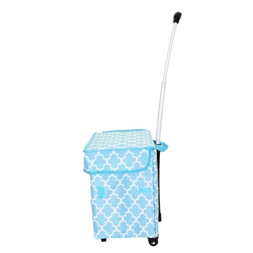  Dbest products dbest products Smart Cart, Moroccan Tile Collapsible Rolling Utility Cart Basket Grocery Shopping Teacher Hobby Craft Art