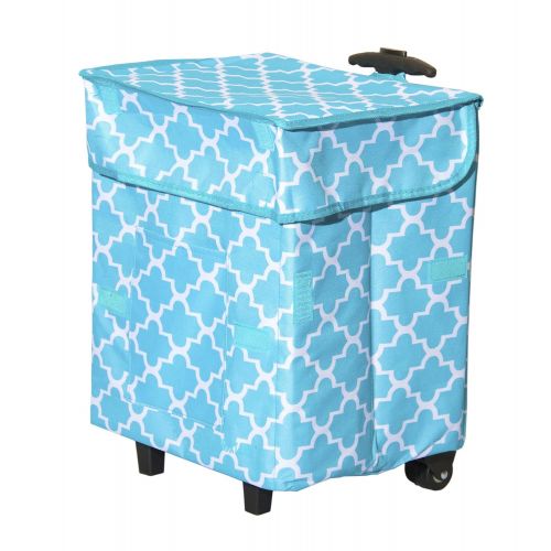  Dbest products dbest products Smart Cart, Moroccan Tile Collapsible Rolling Utility Cart Basket Grocery Shopping Teacher Hobby Craft Art