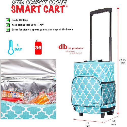  dbest products Ultra Compact Cooler Smart Cart, Moroccan Tile Insulated Collapsible Rolling Tailgate BBQ Beach Summer