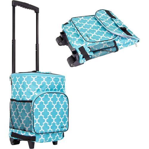  dbest products Ultra Compact Cooler Smart Cart, Moroccan Tile Insulated Collapsible Rolling Tailgate BBQ Beach Summer