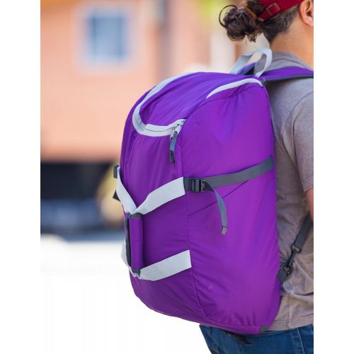  Dbest products dbest products Smart Backpack, Purple and Grey 4-1 Rolling Backpack Luggage Duffel Gym Bag Removable Dolly Laptop Tablet Pocket