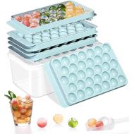 Stackable Round Ice Cube Tray Set with Lid & Bin ? Create 99PCS Round Ice Balls, Ice Trays for Freezer is Easy to Release & Sturdy? Small Pellet Ice Maker for Drinks, Coffee and Cocktails