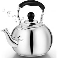 [아마존베스트]DclobTop Stove Top Whistling Tea Kettle 2.5 Quart Classic teapot appearance Culinary Grade Stainless Steel Teapot Composite process bottom