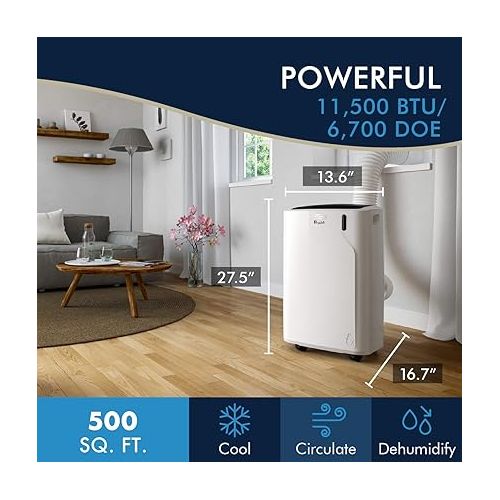  DeLonghi America PACEM370 WH DeLonghi Pinguino Portable Air Conditioner in White, 6700.0 BTU Cooling Power, Eco-Friendly and Portable