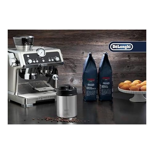  De'Longhi Vacuum Canister for Coffee Storage with Built-in indicator, Coffee Machine Accessories for Coffee Beans, Ground Coffee, Capacity 1300 ml, DLSC063, Metal