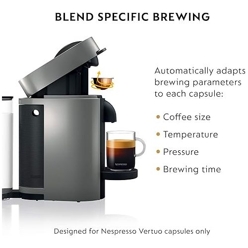  Nespresso VertuoPlus Coffee and Espresso Machine by De'Longhi, 5 Fluid Ounces, Grey