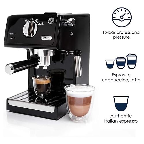  De'Longhi ECP3120 15 Bar Espresso Machine with Advanced Cappuccino System, 9.6 x 7.2 x 11.9 inches, Black/Stainless Steel