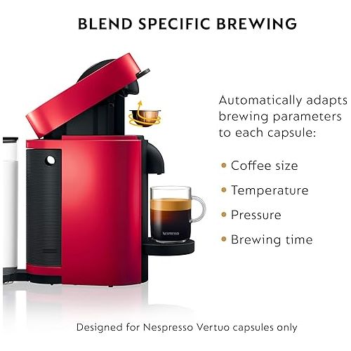  Nespresso VertuoPlus Coffee and Espresso Machine by De'Longhi, 5 fl.oz. Cherry Red