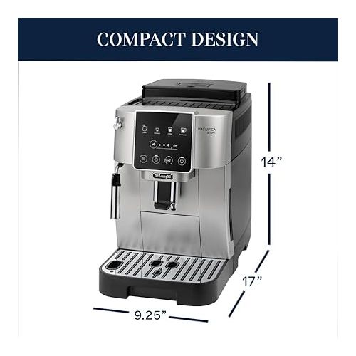  De'Longhi Magnifica Start Automatic Espresso Machine with Manual Milk Frothing, Silver