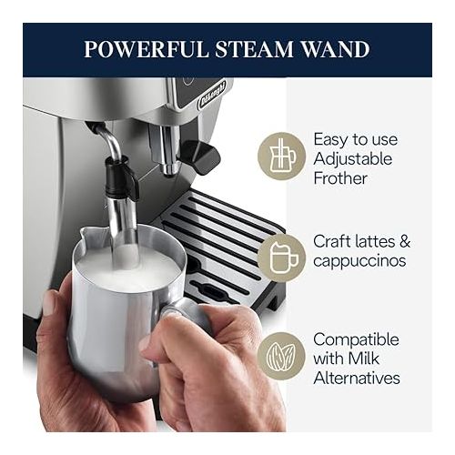  De'Longhi Magnifica Start Automatic Espresso Machine with Manual Milk Frothing, Silver