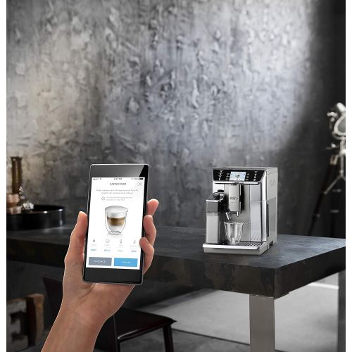  De’Longhi DeLonghi PrimaDonna Elite ECAM 656.55.MS  Kaffeevollautomat mit integriertem Milchsystem, 3,5 TFT Touchscreen & App-Steuerung, automatische Reinigung, 37,5 x 26 x 48 cm, Edelstahl