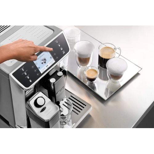  De’Longhi DeLonghi PrimaDonna Elite ECAM 656.55.MS  Kaffeevollautomat mit integriertem Milchsystem, 3,5 TFT Touchscreen & App-Steuerung, automatische Reinigung, 37,5 x 26 x 48 cm, Edelstahl