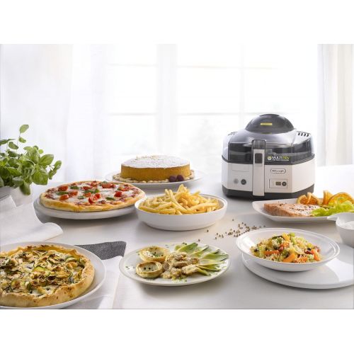  De’Longhi DeLonghi MultiFry Classic FH FH 1163/1 Heissluftfritteuse/Multicooker (1,5 kg Fassungsvermoegen, 1.400W / 200W, 6 Portionen, SHS-Double, Rezepte-App) grau/weiss