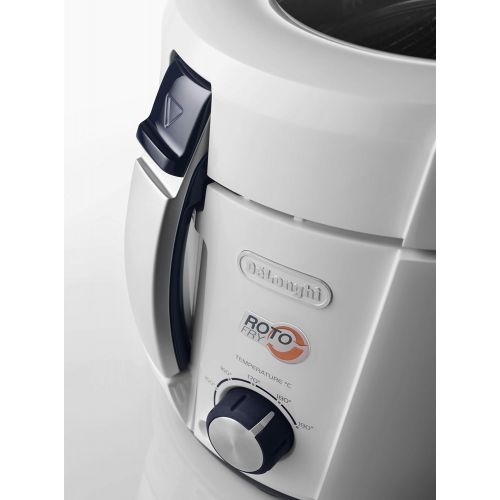  De’Longhi DeLonghi F 38436 Roto Fritteuse | mit herausnehmbarem Frittierbehalter | OElablauffunktion | weiss