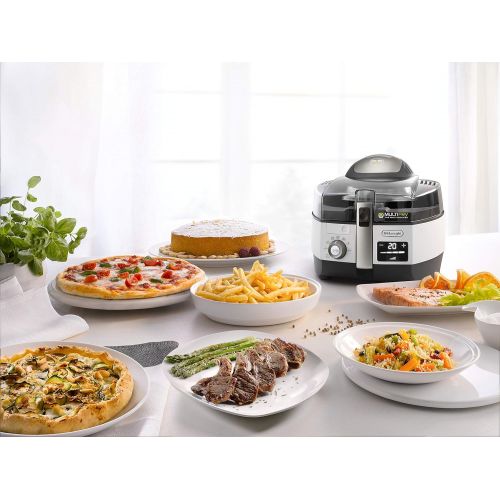  De’Longhi DeLonghi MultiFry Extra Chef Plus FH 1396 Heissluftfritteuse/Multicooker (1,7 kg Fassungsvermoegen, 1400W/1000W, 4 l, 8 Portionen, SHS-Double-Pro, Grillfunktion, Rezepte-App) grau/we