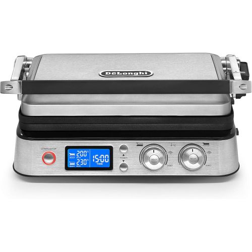  De’Longhi DeLonghi MultiGrill CGH1020D, Elektro-Grill mit 6 Kochfunktionen, elektrischer Kontaktgrill, Tischgrill, Gratin-Funktion, 2 Grillplatten-Sets, 2000 W, 45,8 x 34,3 x 18,5 cm