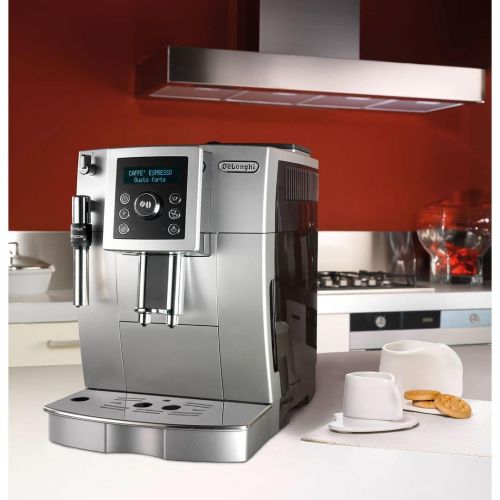  De’Longhi DeLonghi ECAM 23.420.SB  Kaffeevollautomat mit Milchaufschaumduese, Digitaldisplay mit Klartext, 2-Tassen-Funktion, grossr 1,8 l Wassertank, 35,4 x 23,8 x 43 cm, silber/schwarz