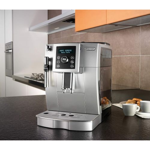  De’Longhi DeLonghi ECAM 23.420.SB  Kaffeevollautomat mit Milchaufschaumduese, Digitaldisplay mit Klartext, 2-Tassen-Funktion, grossr 1,8 l Wassertank, 35,4 x 23,8 x 43 cm, silber/schwarz