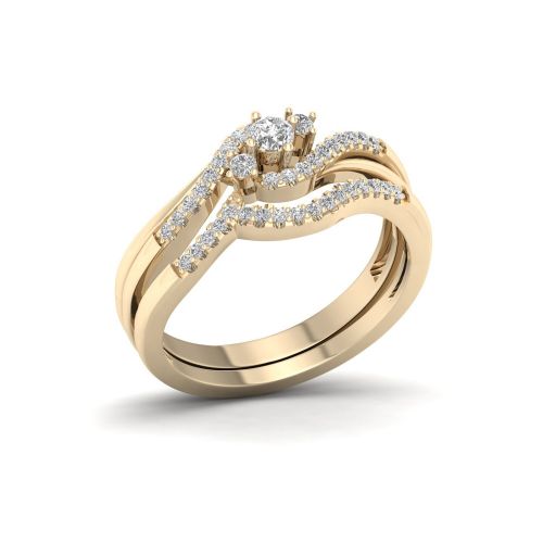  De Couer 10k Yellow Gold 13ct TDW Diamond Bypass Bridal Set by De Couer