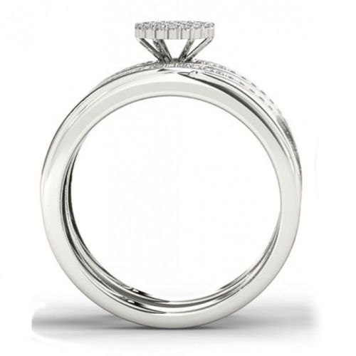  De Couer S925 Sterling Silver 13 ct TDW Diamond Cluster Engagement Ring Set by De Couer