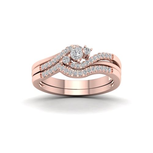  De Couer 10k Rose Gold 13ct TDW Diamond Bypass Bridal Set - Pink by De Couer