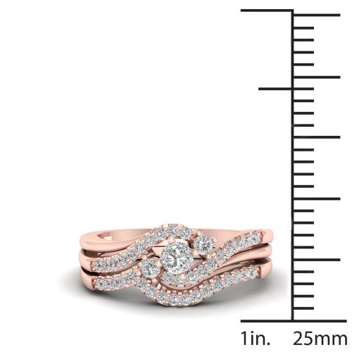  De Couer 10k Rose Gold 13ct TDW Diamond Bypass Bridal Set - Pink by De Couer