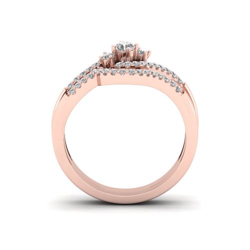  De Couer 10k Rose Gold 13ct TDW Diamond Bypass Bridal Set - Pink by De Couer