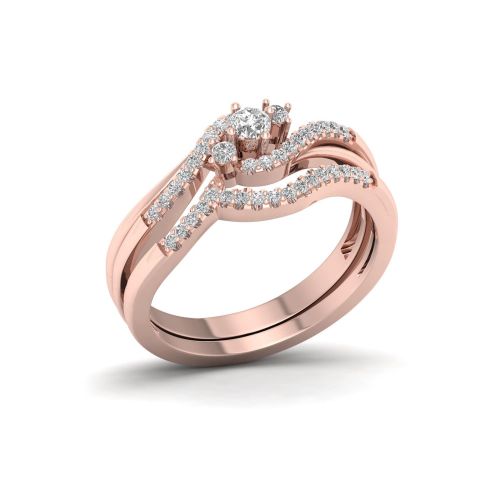  De Couer 10k Rose Gold 13ct TDW Diamond Bypass Bridal Set - Pink by De Couer