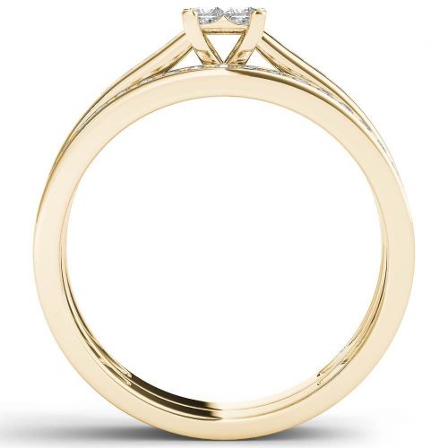  De Couer 10k Yellow Gold 12ct TDW Diamond Classic Engagement Ring Set with One Band by De Couer