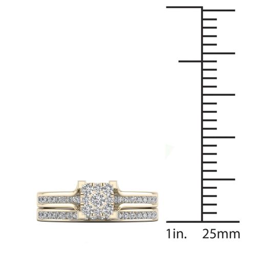  De Couer 10k Yellow Gold 12ct TDW Diamond Cluster Bridal Set by De Couer