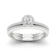 De Couer 10k Gold 38ct TDW Diamond Halo Bridal Ring by De Couer