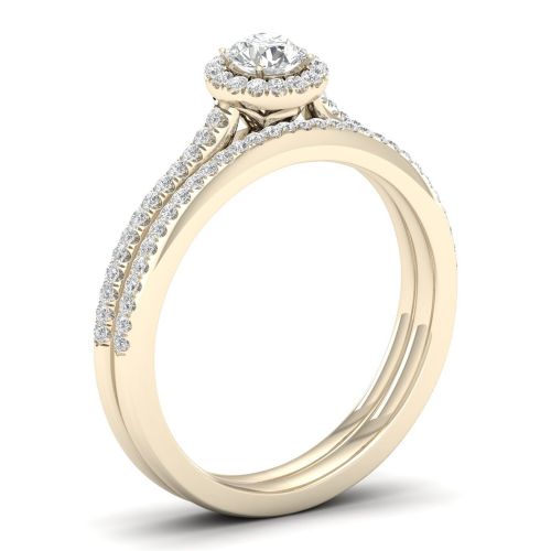  De Couer 10k Gold 38ct TDW Diamond Halo Bridal Ring by De Couer