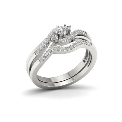  De Couer 10k White Gold 13ct TDW Diamond Bypass Bridal Set by De Couer